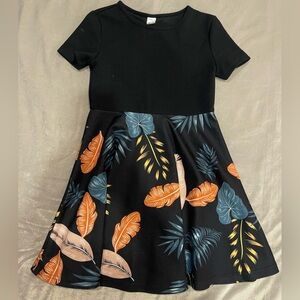 SHEIN Black and Orange Floral Kids Dress